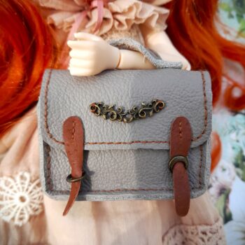 Popovy Sisters dolls gray briefcase made of gray genuine leather