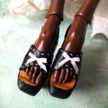 Popovy Sisters doll shoes gray leather BJD 1:4 ballet feet